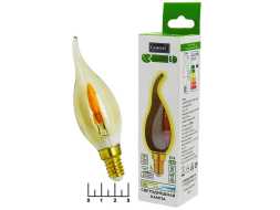 Лампа светодиодная 220V 6W E14 1800K белый теплый свеча на ветру прозрачная филаментная General