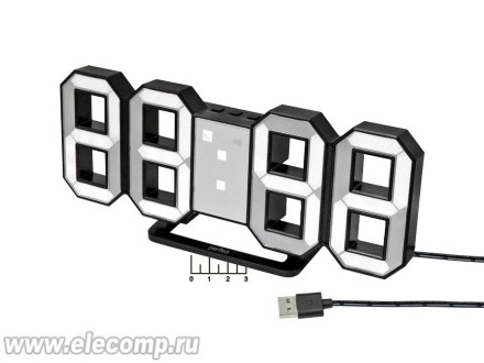 Часы-будильник цифровые Perfeo PF_5196 белые (черный корпус) PF-663