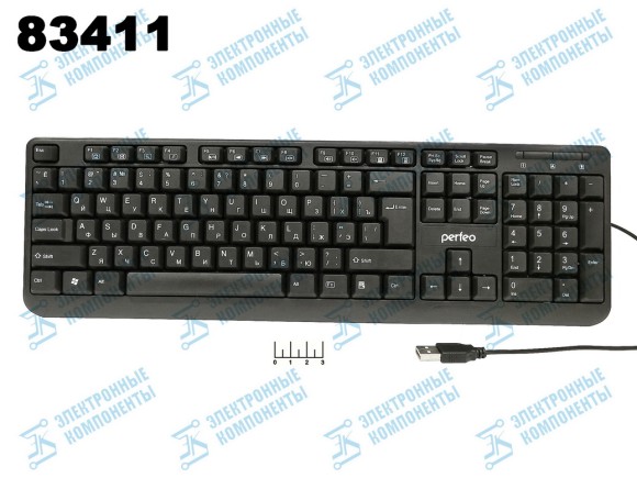 Клавиатура компьютерная USB проводная Perfeo PF-6106-USB (PF-6106-USB/PF-3093) черная
