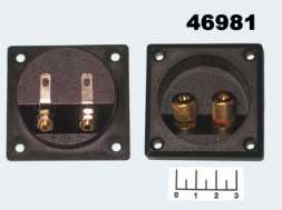 Клемма банан 2 гнезда gold металл 57*57мм (10-0045)