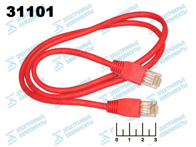 Шнур 8P8C-8P8C (RJ-45) 0.75м Dayton (4-0053) (патч-корд) (UTP) красный