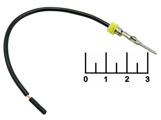 Клемма ножевая штекер 1.5мм на проводе 1*0.75мм 13см черная влагозащищенная (7367/611СБ) 7011-7061