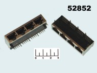 Разъем компьютерный 4 гнезда 8P8C (RJ-45) на плату металл (TJ9-10P8-04)