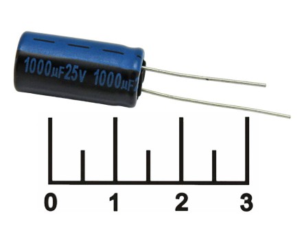 Конденсатор электролитический ECAP 1000мкФ 25В 1000/25V 1021 105C (TK)
