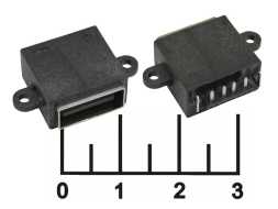 Разъем USB A гнездо в панель под 2 винта USBA-4F C IPX8-002