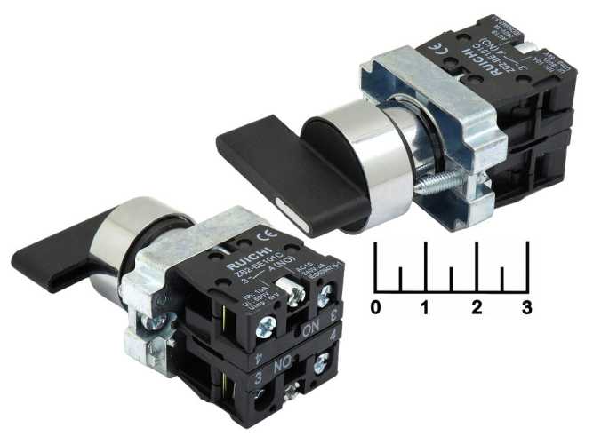 Выключатель 600/10 600V 10A ZB2-BE101C 3-х позиционный с фиксацией (3SA8-BJ83)