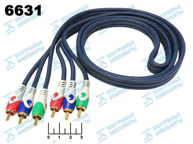 Шнур 3RCA-3RCA 1.5м gold пластик component Premier (5-206H)
