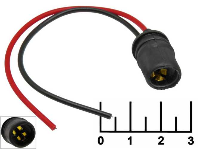 Патрон для лампы T10 (W5W) на проводе 2 контакта резина (черный)