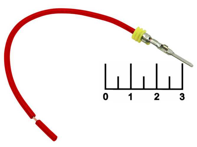 Клемма ножевая штекер 1.5мм на проводе 1*0.75мм 13см красная влагозащищенная (7367/611СБ) 7011-7061