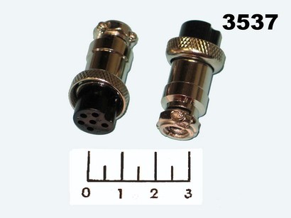 Разъем 6pin гнездо хром на кабель GX16 (MIC-16-6)