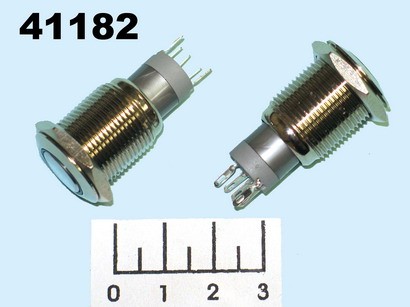 Кнопка IPBS-R/R без фиксации антивандальная синяя металл 12V (16мм) (круг) 5 контактов