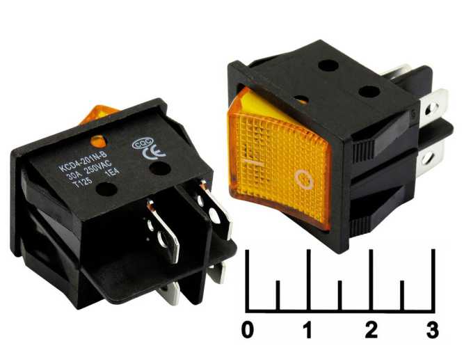 Выключатель 250/30 250V 30A KCD4-201N-B желтый 4 контакта