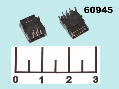 Разъем питания mini USB 5pin гнездо 4 крепежа №1 (S0753) (USB-5FD) (USB/MU-005-10)