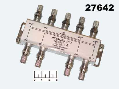 Телевизионный антенный разветвитель 8WAY 5-1000 MHz 9 F разъемов в комплекте Premier 2778/4-828