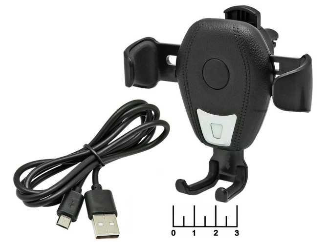 Зарядное устройство беспроводное 5V 2A (шнур micro USB) зажим в решетку вентилятора SBP-W-109-auto