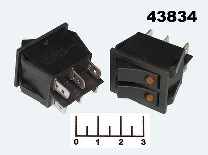 Выключатель 250/15 IRS-1C черный LED желтый 6 контактов