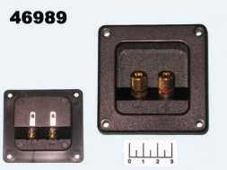 Клемма банан 2 гнезда gold металл 76*76мм (10-0052)