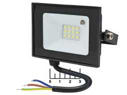 Прожектор светодиодный 220V 10W 12LED 6500K белый холодный General IP65 (403400)