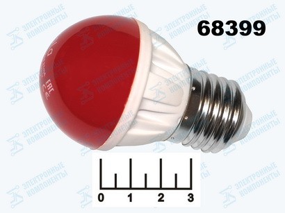 Лампа светодиодная 220V 2.6W E27 красный шар G45 Ecola (45*75) K7CR26ELB.