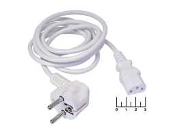 Шнур сетевой 3pin гнездо C13 с землей 1.8м (3*0.75) (вилка угловая) белый (SCZ)