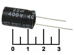 Конденсатор электролитический ECAP 22 мкФ 400В 22/400V 1220 105C (TEAPO)