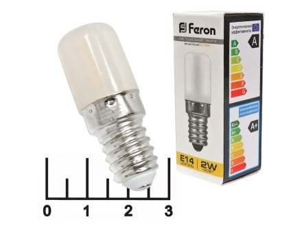 Лампа светодиодная 220V 2W E14 2700K белый теплый для холодильника матовая 26LED Feron (25295)
