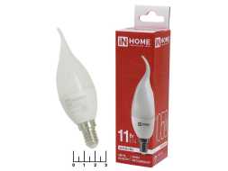 Лампа светодиодная 220V 11W E14 4000K белый свеча на ветру матовая INHOME