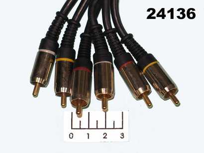 Шнур 3RCA-3RCA 1.5м gold комбинированный Premier