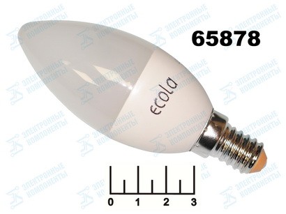 Лампа светодиодная 220V 6W E14 2700K белый теплый свеча матовая Ecola (37*100) C4LW60ELC (450lm)