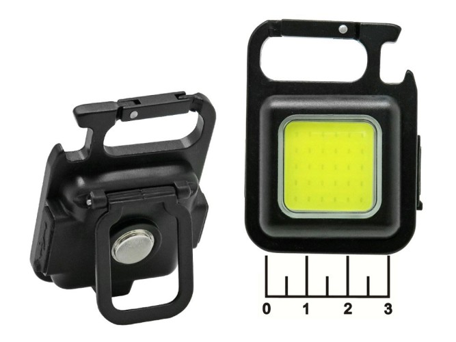 Фонарь 1 светодиод COB аккумуляторный + магнит + карабин (з/у Type C) H-160