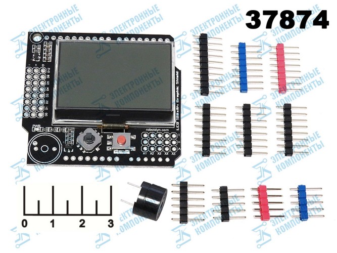 Радиоконструктор Arduino LCO 128*64 graphic + buzzer shield uno плата расширения