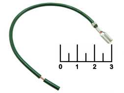 Клемма ножевая гнездо 2.8мм на проводе 1*0.5мм 13см зеленая с замком (2852/8865СБ)
