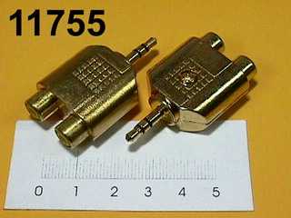 Переходник AUD 3.5 штекер стерео/RCA 2 гнезда gold
