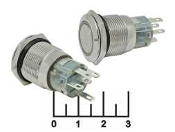 Кнопка LAS1-AGQ-11ZE/R/N с фиксацией антивандальная красная металл 12V (19мм) (круг) 5 контактов