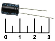 Конденсатор электролитический ECAP 220мкФ 25В 220/25V 0811 105C (TK)