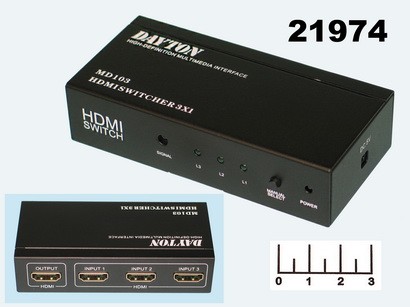 Видеосвитчер HDMI 3 входа 1 выход MD-103 mini 1080P Dayton