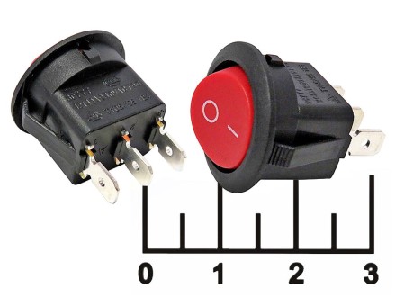 Выключатель 250/12 красный круглый 3 контакта перекидной (SC777)