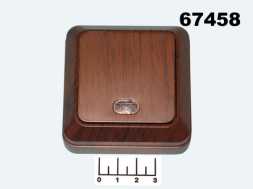 Выключатель 1-клавишный накладной TDM (Ладога) бук с индикацией (60072)