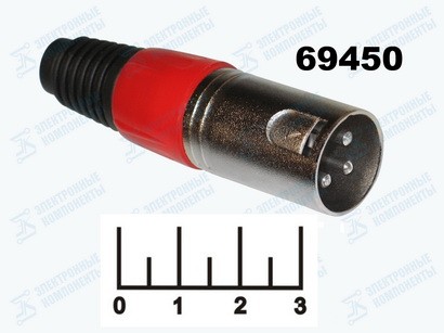 Разъем XLR штекер никель красный (1-503)