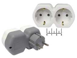 Тройник электрический /2 с землей 16A Stekker ADP16-12-20