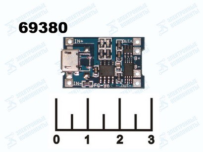 Контроллер заряда для литиевых элементов 3.7V 1A 1*18650 TP4056 micro USB