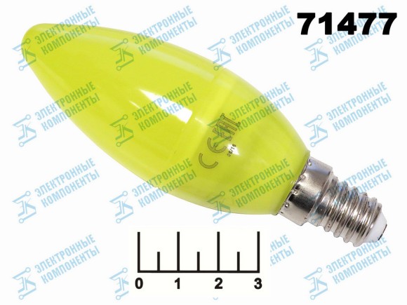 Лампа светодиодная 220V 6W E14 желтая свеча Ecola (37*103) C4TY60ELY