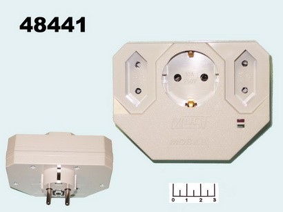Сетевой фильтр 3 гнезда Most MHV (max-10A) с защитой от повышенного напряжения