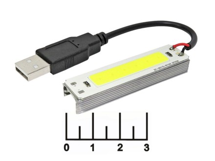 Светодиодный модуль 5V 2W белый 3000K COB USB (экран 60*15) + держатель