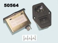 Разъем питания 3pin штекер C14 фильтр с выключателем 250/1A (DL-1DZ2KR)