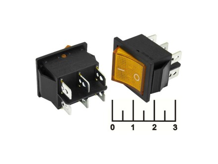 Выключатель 250/16 IRS-2C желтый 2-х позиционный 6 контактов (21*25) (KCD4-101)