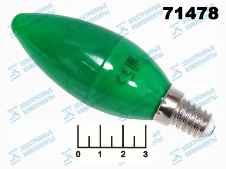 Лампа светодиодная 220V 6W E14 зеленая свеча Ecola (37*103) C4TG60ELY