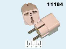 Переходник электрический Евро универсальный W-366 (A-7) (5-0056) (серый,белый,черный) OT-ELS02