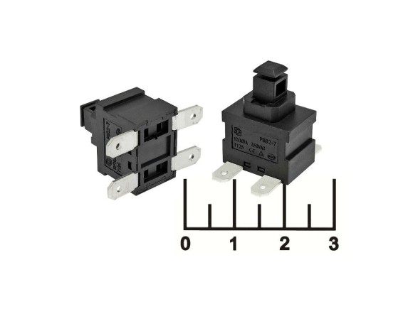 Кнопка 250/16 с фиксацией 4 контакта для пылесоса (PS23-16-2C)