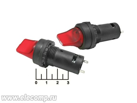 Выключатель 220/5 красный SB7-CK2465 2-х позиционный с фиксацией (подсветка 220V)